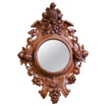19th Century French Black Forest Carved Bleached Oak Wall Mirror with Fruit