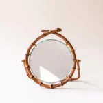 Bamboo Table Mirror, Revolving Vanity Mirror, France 1960s