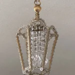 Austrian Beaded Glas Flower Lead Crystal Lantern, Rupert Nikoll, Austria 1950s