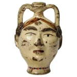 Antiques XIXth century painted sicilian woman's head jug or vase 1850