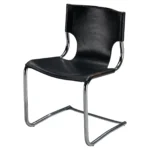 Carlo Bartoli for T 70 Tubular Dining Chair in Black Leather and Steel