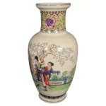 Large Antique Asian Vase – Floral & Traditional Motifs – Signed - 2Y395