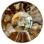 Distressed Bronze and Silver Concave Mirror