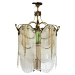 French Art Nouveau Old Bronze Guimard Chandelier
