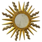 Stunning Large Sunburst Starburst Mirror Gilded Wood, Italy, circa 1930s