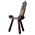 Brutalist Hand-Carved Tripod Chair