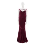 John Galliano S/S 2009 Bordeaux bias-cut damask silk satin evening dress