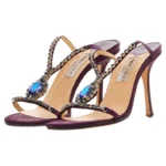 Jimmy Choo Early 2000s Purple Chrystal Satin Heels